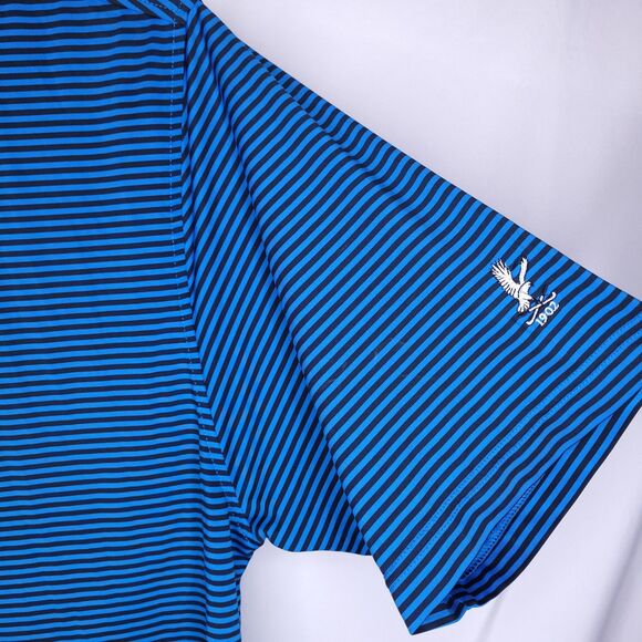 Footjoy Polo Shirt Mens Medium Striped Blue Golf Performance Activewear - Picture 5 of 12